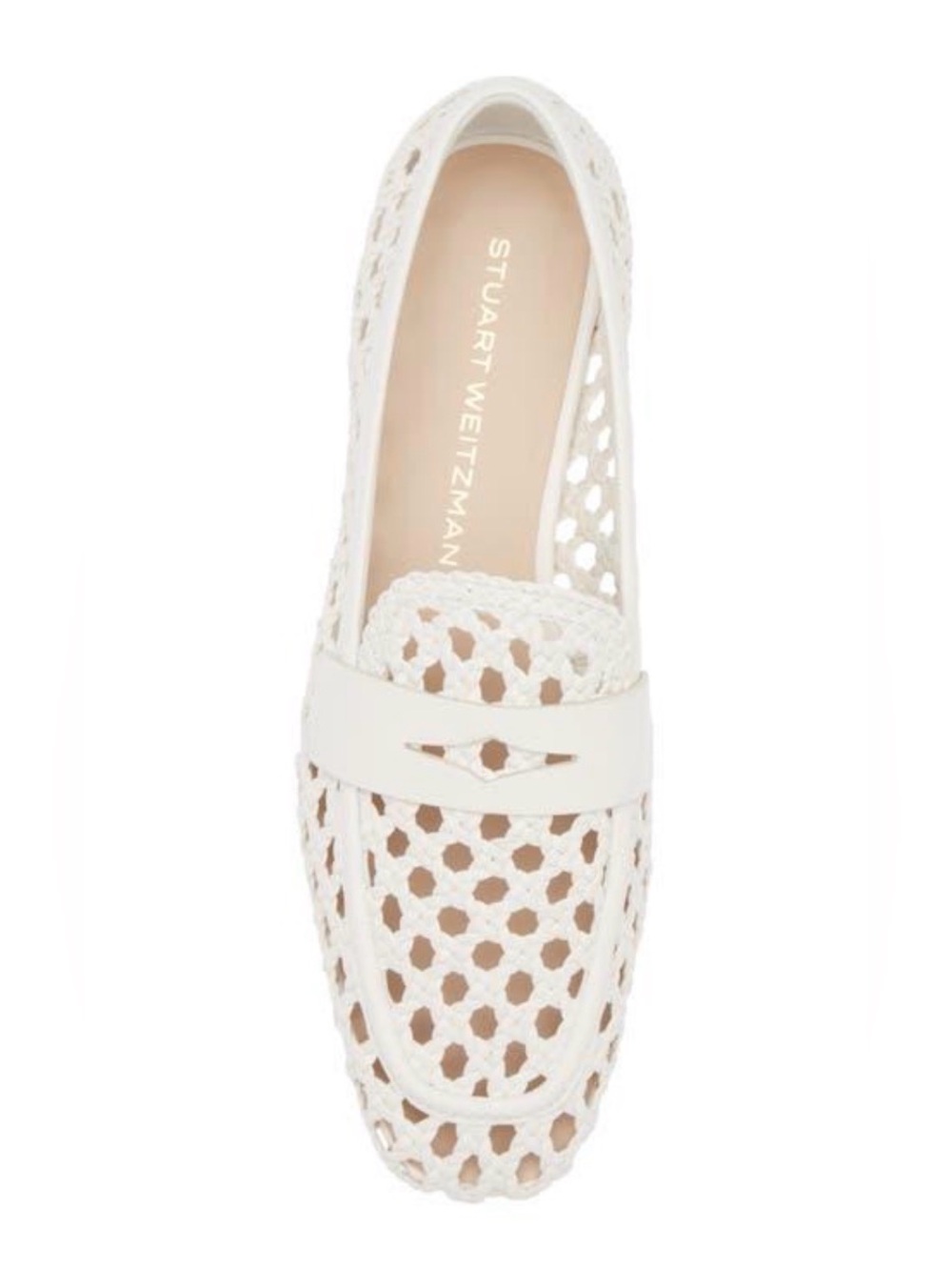 Stuart Weitzman Thea Woven Leather Penny Loafer White Size 8 - Picture 2 of 9
